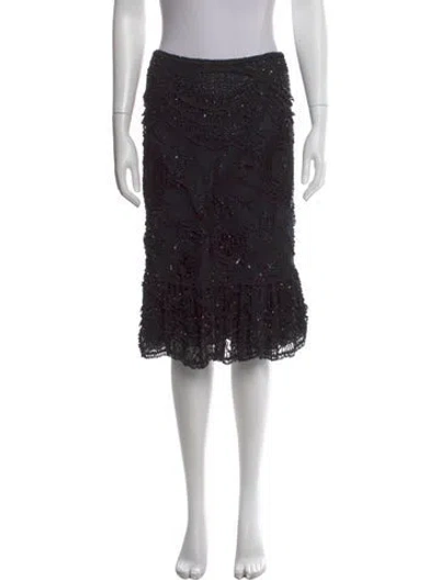 Pre-owned Naeem Khan Silk Midi Length Skirt In Black