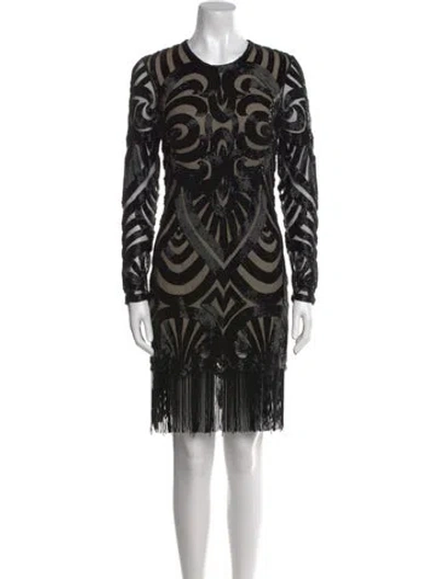 Pre-owned Naeem Khan Silk Mini Dress In Black