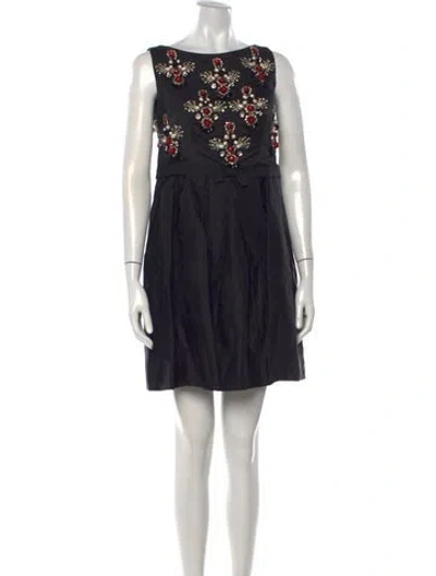 Pre-owned Naeem Khan Silk Mini Dress In Black
