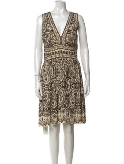 Pre-owned Naeem Khan Silk Mini Dress In Brown