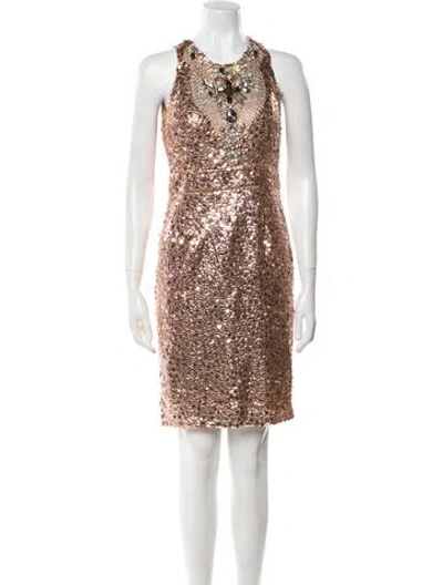 Pre-owned Naeem Khan Silk Mini Dress In Neutral