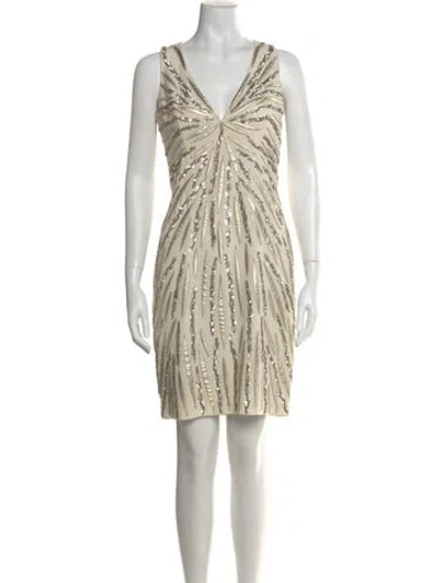 Pre-owned Naeem Khan Silk Mini Dress In Neutral