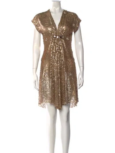 Pre-owned Naeem Khan Silk Mini Dress In Neutral