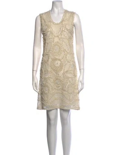 Pre-owned Naeem Khan Silk Mini Dress In Neutrals