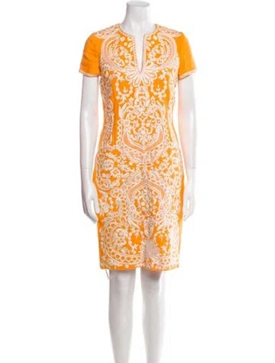 Pre-owned Naeem Khan Silk Mini Dress In Orange
