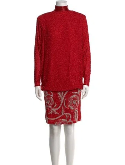 Pre-owned Naeem Khan Silk Mini Dress In Red