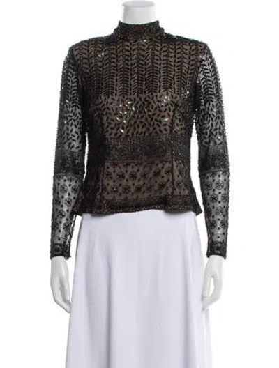 Pre-owned Naeem Khan Silk Patterned Top In Multicolor