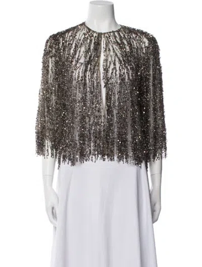 Pre-owned Naeem Khan Silk Printed Evening Jacket In Neutral