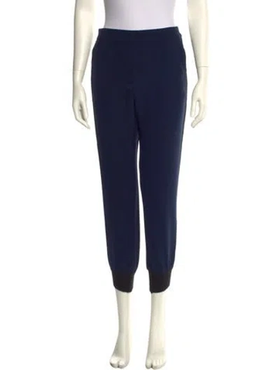 Pre-owned Naeem Khan Silk Skinny Leg Pants In Blue