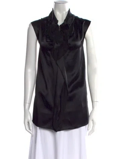 Pre-owned Naeem Khan Silk Sleeveless Blouse In Black