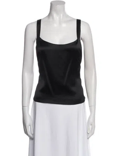 Pre-owned Naeem Khan Silk Square Neckline Top In Black