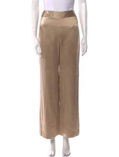 Pre-owned Naeem Khan Silk Wide Leg Pants In Brown