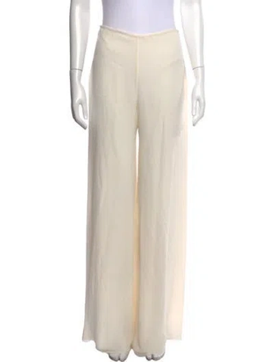 Pre-owned Naeem Khan Silk Wide Leg Pants In Neutrals