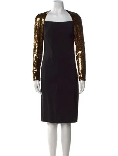 Pre-owned Naeem Khan Square Neckline Knee-length Dress In Black