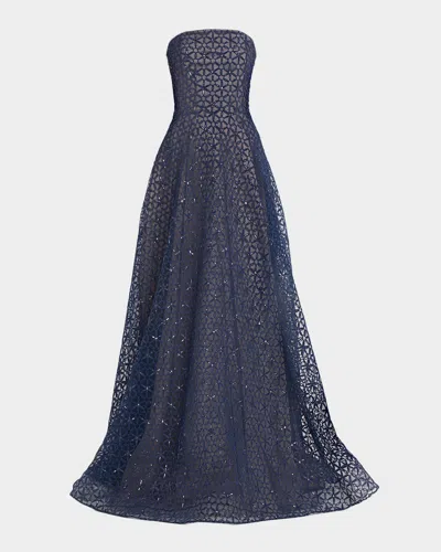 Naeem Khan Strapless Cording Gown In Multi