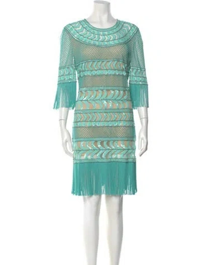 Pre-owned Naeem Khan Striped Mini Dress In Blue