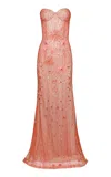 Naeem Khan Sweetheart Beaded Gown In Neutral