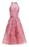 Naeem Khan Textured Organza Midi Dress In Pink