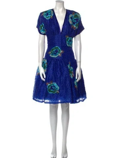 Pre-owned Naeem Khan Vintage Knee-length Dress In Blue