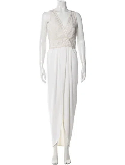 Pre-owned Naeem Khan Vintage Long Dress In White