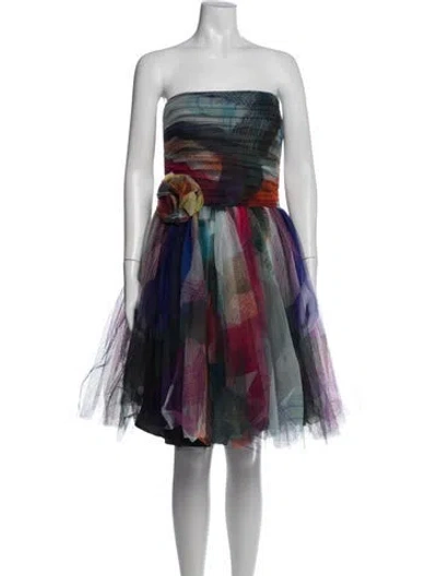 Pre-owned Naeem Khan Vintage Mini Dress In Blue