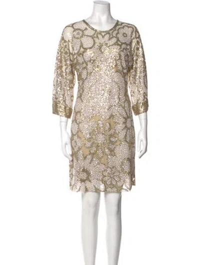 Pre-owned Naeem Khan Vintage Mini Dress In Neutral