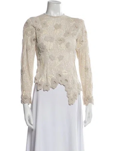 Pre-owned Naeem Khan Vintage Silk Top In Neutrals