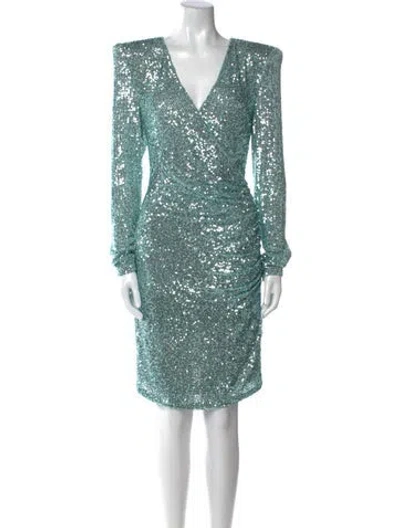 Pre-owned Naeem Khan V-neck Knee-length Dress In Green