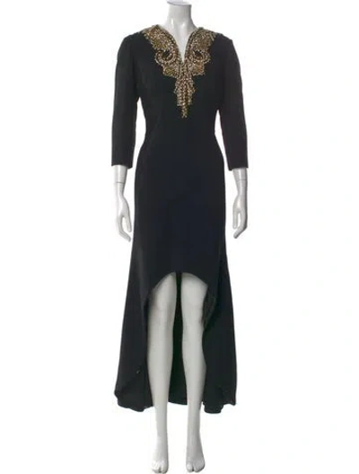 Pre-owned Naeem Khan V-neck Long Dress In Multi