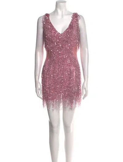 Pre-owned Naeem Khan V-neck Mini Dress W/ Tags In Pink