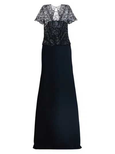 Naeem Khan Women's Beaded Bodice Trumpet Gown In Blue