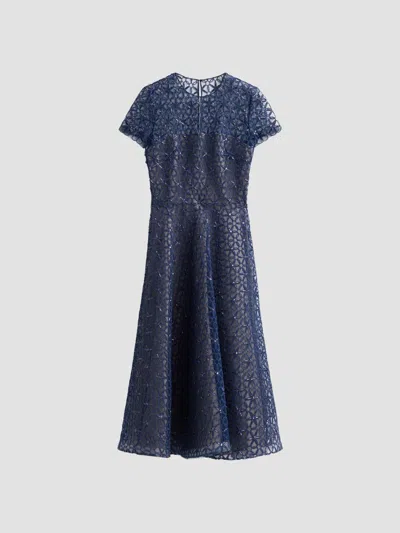 Naeem Khan Women's Floral Corded A-line Cocktail Dress In Blue