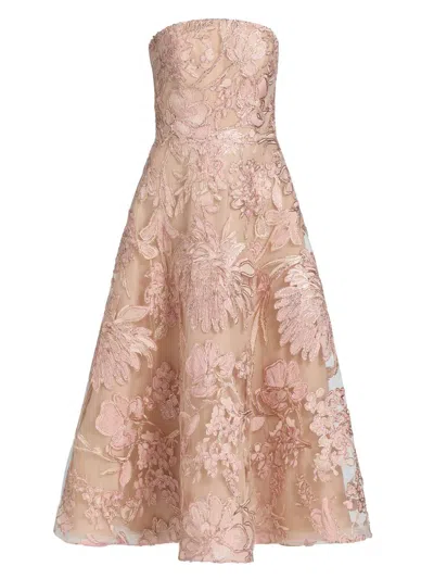 Naeem Khan Women's Floral Embroidered Strapless Cocktail Dress In Neutral