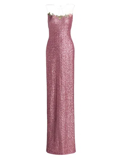 Naeem Khan Women's Floral-appliquéd Sequined Gown In Pink