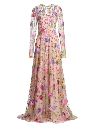 Naeem Khan Women's Floral-embroidered Gown In Multi