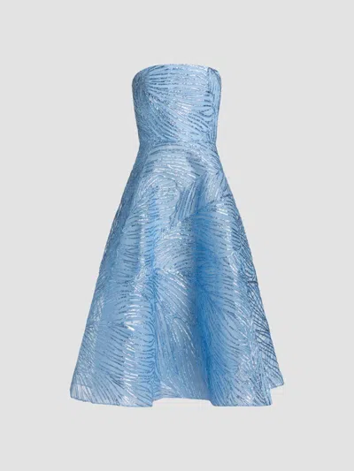Naeem Khan Women's Strapless Raffia Cocktail Dress In Blue