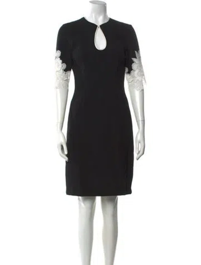 Pre-owned Naeem Khan Wool Knee-length Dress In Black/white