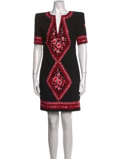 Pre-owned Naeem Khan Wool Mini Dress In Black/red