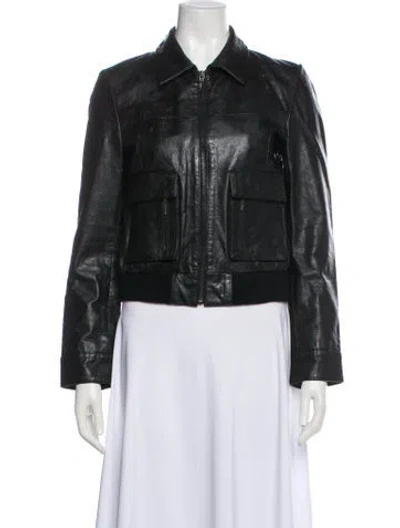 Pre-owned Naf Leather Biker Jacket In Black