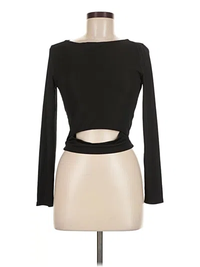 Pre-owned Naf Naf Long Sleeve Top Black Keyhole Neckline Tops