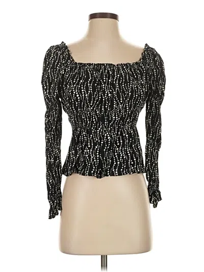 Pre-owned Naf Naf Long Sleeve Top Black Square Neckline Tops