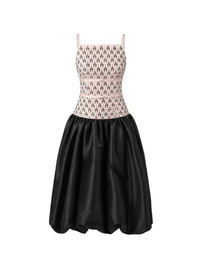 Nafsika Skourti Astra Bloom Crystal-embellished Midi Dress In Black