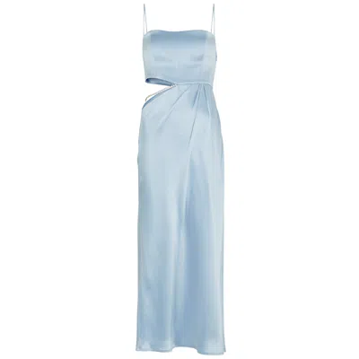 Nafsika Skourti Carla Cut-out Satin Dress In Blue