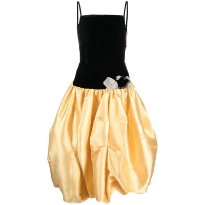 Nafsika Skourti The Eden Bloom Midi Dress In Black/yellow