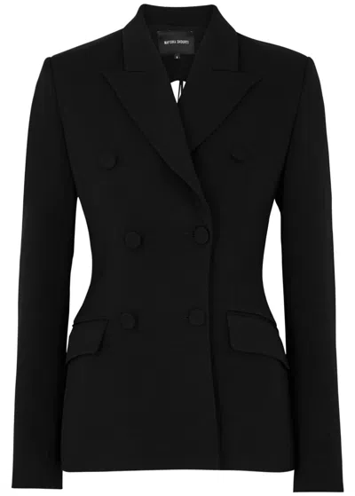 Nafsika Skourti Intricate Embellished Open-back Fringed Blazer In Black