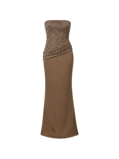 Nafsika Skourti Solene Crystal-embellished Maxi Dress In Brown