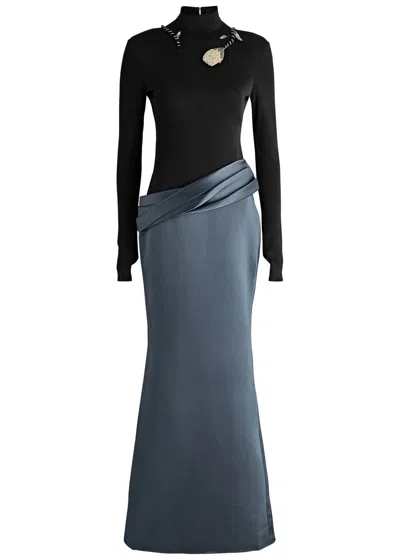 Nafsika Skourti The Eden Trophy Embellished Satin And Jersey Gown In Black