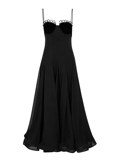 Nafsika Skourti Waltz Embellished Chiffon Midi Dress In Black