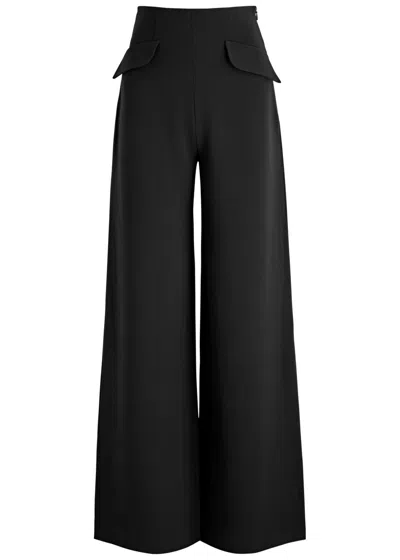Nafsika Skourti Wide-leg Crepe Trousers In Black