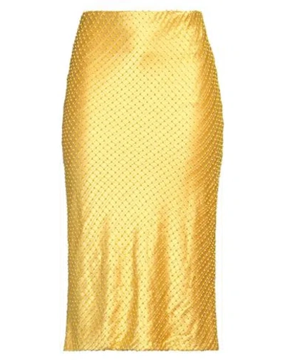 Nafsika Skourti Woman Midi Skirt Yellow Size 4 Triacetate, Pes - Polyethersulfone